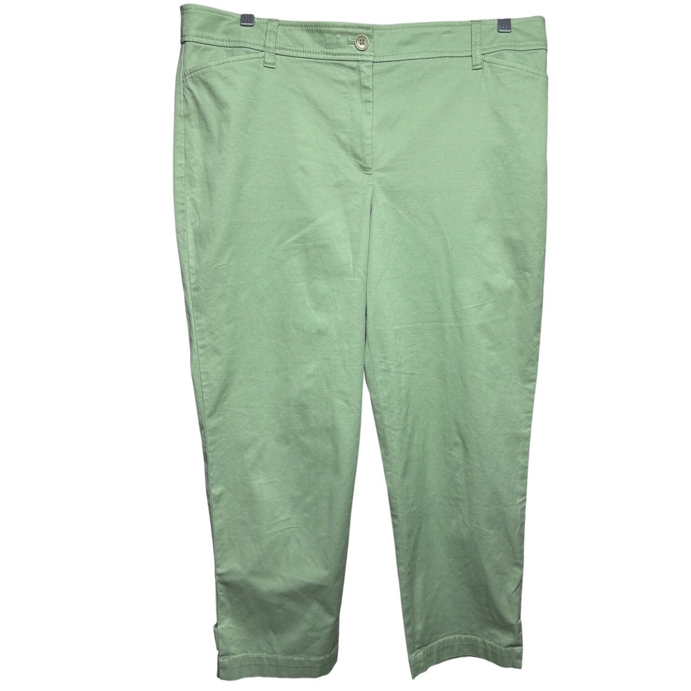 TALBOTS Womens Sage Green Perfect Crop Pant 14 Stretch Preppy Casual Capris Twee